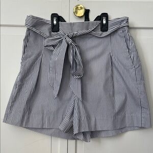 J. Crew Navy and White Striped High Waist Shorts